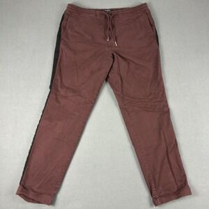 Todd Snyder Pants Mens Large Burgundy Side Stripe Drawstring Chino Elastic Waist